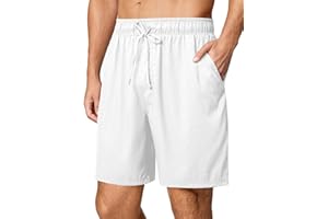 Friptspyg Krótkie spodenki męskie, letnie, lniany materiał, lekkie luźne dopasowanie, szorty plażowe, szorty letnie, spodnie rekreacyjne z kieszeniami