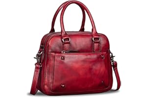 IVTG Genuine Leather Satchels Top Handle Bags for Women Handmade Vintage Crossbody Bag Purses Retro Handbags