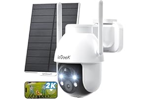 ieGeek 2K Camera Surveillance WiFi Exterieure sans Fil Solaire - 360° PTZ Camera Exterieur sans Fil Batterie Vision Nocturne Couleur, Détection Humaine PIR
