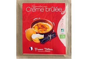 FRANCE DELICES FRANCE DÉLICES - Préparation Pour Crème Brûlée 100% Bio - Dessert Gourmand Et Naturel - Prêt En 5min - Fabrication Artisanale En France - Sans Gluten - 4 Pers. - 40g