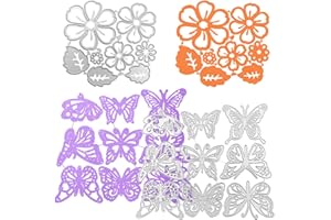 Aifuda - 17 fustelle per embossing, motivo farfalle, fiori e foglie, in metallo, per fai da te, scrapbooking, cornici portafoto, biglietti, album
