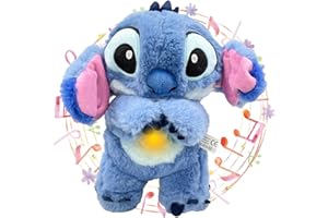 PQKL-party Peluche Stitch,Doudou Stitch Qui Respire,28cm Peluche Stitch Qui dort,Veilleuse Stitch Peluche,Stitch Veilleuse Peluche,Peluche Stitch Jouet, Idéal Cadeau d'anniversaire pour Enfant(Bleu)