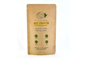 Organic Bee Pollen 500mg Capsules by The Natural Health Market • Soil Association Certified Organic Non-GMO No Magnesium Stearate (90 Capsules (Pouch))