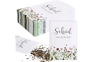 BOFUNX 50 Stück Schön dass du da bist Samentüten Gastgeschenke Hochzeit Blumensamen Geschenktüten Papiertüten Blumensamen Verpackung für Hochzeit Taufe Kommunion Konfirmation Geburtstag