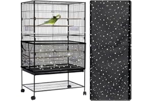 Tomedeks Large Bird Cage Cover,Bird Seed Catcher,Bird Cage Seed Catcher,Adjustable Soft Nylon Mesh Net with Star Pattern,Birdcage Cover Skirt Seed Guard,Bird Cage Accessories,Universal