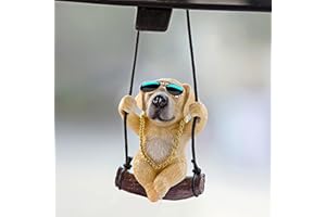 PWSAP Ornements de Voiture,Chien Golden Retriever Pendentif Miroir de Voiture Rétroviseur Ornement Suspendu De Voiture Miroir de Voiture Accessoires Cadeaux D'anniversaire Décoration Charme Voiture Suspendu