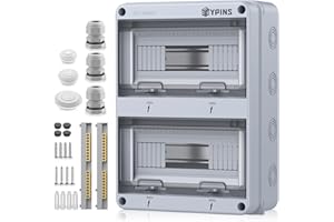 EYPINS Quadro Elettrico Esterno 24 Moduli,Scatola di Distribuzione da Parete,Impermeabile IP65,per Esterno,Giardino(275 * 365 * 110 mm)