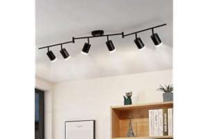 Gr4tec Spotlight Ceiling Lights 6 Way, Black Ceiling Light Fitting Rotatable, Modern LED Spotlight Bar GU10, Indoor Kitchen Spot Light for Living Room Bedroom Hallway, Bulb Not Included