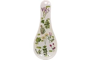 The Leonardo Collection Herb Garden Spoon Rest by Jennifer Rose Gallery | Porcelain Utensil Holder with Botanical Design | Elegant Kitchen Accessory | Rustic Farmhouse Style | Gift for Garden Lovers