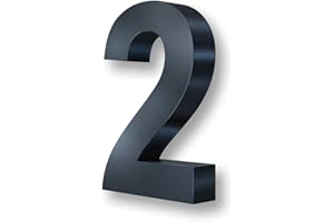 ‎METZLER Metzler 3D Hausnummer in Anthrazit aus Stahl - Hausnummer mit Pulverbeschichtung in Feinstruktur 7016 Anthrazitgrau matt - Höhe 20cm / Tiefe 3,5 cm - inkl. Montagematerial - Ziffer 2