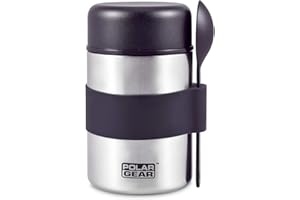 Polar Gear Insulated Food Flasks For Hot Food – Triple Layer Stainless Steel Hot Food Flask With Spoon – Keep Meals & Drinks Hot for 6 Hours & Cold for 6 Hours – Soup Flask For Work, School - Black