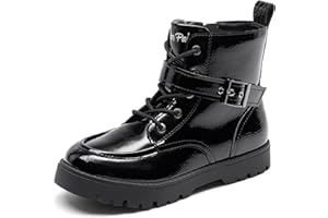DREAM PAIRS Girls Boots Boys Ankle Lace-up with Buckle Strap Combat boot for Toddler/Little Kid/Big Kids Boots