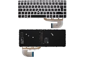 AJPARTS UK New Laptop Keyboard for HP EliteBook 840 G3, 740 G3, 745 G3, 848 G3 PN: 836308-031, 819877-031 Backlit UK Layout English Keyboard QWERTY with Mouse Pointer Silver