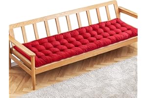 PLULON Red Garden Bench Cushion, 2/3 Seater Porch Swing Chair Cushion Bench Seat Pad Mat Furniture Pad for Patio Lawn Lounger Bench 120x48cm
