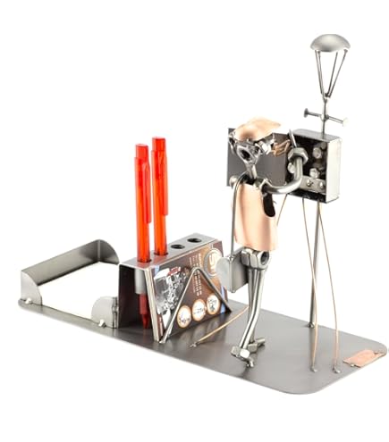 Steelman24 I Omini di Viti Tavolo Operatorio con Portabiglietti da Visita con Piastra di Incisione Personale I Idee Regalo I Soprammobili in Metallo