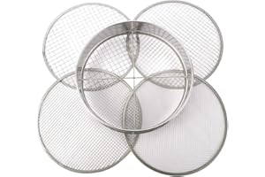 Kaneorooir Garden Potting Mesh Sieve Sifting Pan - Stainless Steel Mix Soil Filter 4 Sieve Mesh Filter(1/8In,1/4In,3/8In,and 1/2In)