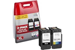 Firstoner 560 561 Cartuchos XL, PG 560 XL Negro y CL 561 XL Faber Recambio para Canon Cartuchos de Impresora 560 561 para TS7450 TS7451 TS5350 TS5351 TS5352 TS5353（Negro, Color）