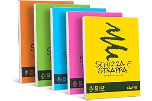 Favini A200704 Schizza e Strappa Favini, 21x29.7 cm, 55 g/Mq, 150 Fogli, colore assortiti