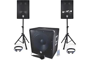 Pack sonorisation - Bm Sonic BMS1812-USB-BT - 2400W - Sub 18" + 2 Enceintes 12" + Pieds + Câbles + Tél -