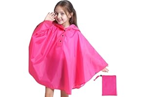 Baogaier Mantellina Pioggia Bambini, Riutilizzabile Impermeabile Poncho con Cappuccio, Ragazze Ragazzi Leggera Traspirante Antipioggia Giacca Bambino Bambina Mantella Abbigliamento 3-14 anni