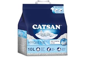 Catsan Hygiene Non-Clumping Cat Litter, 100 Percent Natural, Absorbent, 10 Litre, White