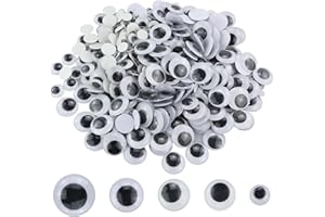 GUDQVOZIHG 500 occhi autoadesivi per occhi oscillanti, in plastica, occhi di Googly Eyes, 10 mm/15 mm/20 mm/25 mm/30 mm, per giocattoli fai da te