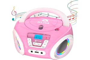 KLIM Candy Kids CD Player für Kinder - NEU - UKW-Radio - Inklusive Batterien - Rosa - Boombox tragbar - CD Spieler Kinder- mit Lautsprechern, Kleinkinder (Pink)