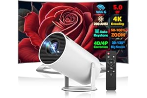 JILTLU 1080P Mini Proiettore,4K Portatile Auto Keystone Proiettore 200 ANSI con WiFi 6 BT 5.0 Schermo da 130 pollici Rotazione di 270 Gradi,Sistema Operativo Android 11.0