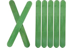 DMiotech 200 Piezas Palitos de Madera de 4.5" x 0.35" Palitos de Abedul Natural Resistentes para Mezclar Pintura, para Molduras, Construcción y Hogar Decoración, Verde