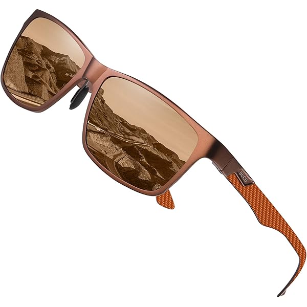 DUCO Gepolariseerde zonnebril voor heren, met metalen frame en koolstofvezel poten, UV400 CAT 3 DC8277, Goud frame bruin lens