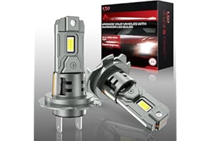 AUXIRACER Lampadina H7 LED, 26000LM, 100W,600%，6500K luce bianca forte, faro auto, kit di conversione alogena 12V，2 Lampadine h7 Led