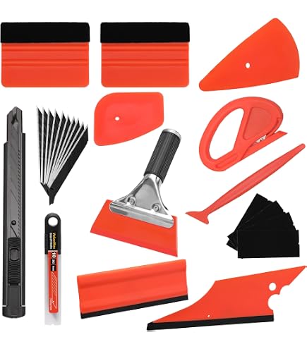 Kit D'Outils Pose Film Vitre Voiture - Raclettes, Grattoirs, Cutter - Pour Vinyle, Tinting, Protection