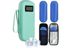 Fefod Sac pour Diabétique, Étui Refroidisseur Diabète avec 2pcs Sac De Glace en Gel, Affichage de la Température, Portable Sac Isotherme à Insuline Médicament Voyage, pour Garder Médicaments Au Froid