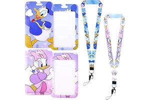 SIDESEA Porta Badge da Collo, 2 Pezzi Portabadge Collo Rigido Porta Badge Verticale Porta Tesserino con Cordino da Collo Laccetti Porta Badge da Collo Infermiera Porta Cartellino Lavoro