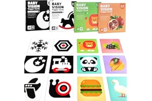 Aolso Flash Cards Giochi Neonato, 80 Pezzi Carte ad Alto Contrasto Bambino Flash Cards Neonati Stimolazione Sensoriale Visiva, Colorato Bianco e Nero Carta Flash per Neonato età 0 3 6 12 36 Mesi