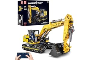 Mould King 13112 MOC Technik Remote Controlled Excavator Truck Building Block Set Technology App Crawler Excavator Clamping Building Blocks Kit Remote Controlled Electric Excavator RC Model (1830+ Parts)