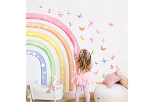 Decvictor Stickers Muraux Grand arc-en-ciel Autocollant Mural 98 * 137cm Aquarelle Decoration Chambre Filles Bebe Le Salon Pépinière Mur