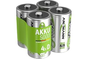 ANSMANN batteri D 5 000 mAh NiMH 1,2 V (4 stycken) – Mono D-batterier laddbara, maxE låg självuppladdning för många års använ