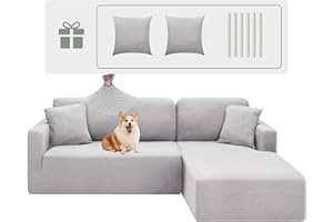 CHELZEN Elastyczny pokrowiec na sofę półwyspową w kształcie litery L, 2-częściowy pokrowiec na sofę narożną, pokrowiec na sofę na leżak z dwiema poszewkami na poduszki (1-osobowy i 2-osobowy,