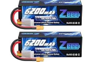 Zeee 4S Lipo 14.8V 120C 6200mAh Batería RC con Conector XT60 para Coche, camión, Tanque, Buggy y truggy RC (2 Unidades)