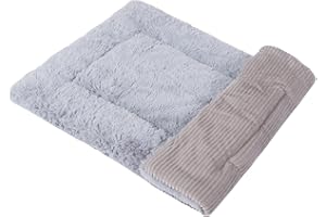 Vejaoo Tapis de Lit pour Chien Coussin de Chat Lavable Doux Premium Peluche Chiens Matelas Canapé pour Petit/Moyen/Grand Chien XZ014 (Wicker Gray, XL (100X70CM))
