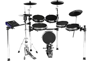 Fame DD-ONE XT SP E-Drum Set, Elektronisches Schlagzeug-Set mit 193 Simon Phillip Sounds, echter HiHat, Meshhead-Pads, 12" Snare und Kick-Pad, 78 Drumsets, AUX, MIDI und Effekten, inkl. Rack, Schwarz
