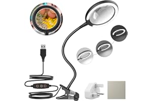 DUDSOEHO 3X Daylight LED Magnifying Lamp, Clamp Magnifying Glass with 6 Adjustable Light Setting for Reading, Seniors, Hobbies, Craft
