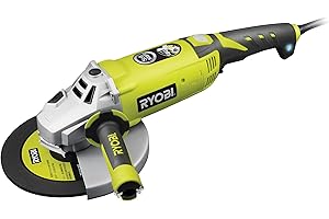 RYOBI - Amoladora Angular 18V ONE+ 220V, 2000W, Ø230mm - Velocidad 6600 rpm - Empuñadura Trasera Giratoria 180°, Soft Start - Incluye 1 Disco de Desbarbar el Metal y 1 Llave de Servicio - EAG2000-G