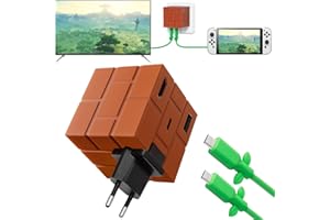 POWKONG 65W Dock Switch 2 Chargeur Compatible avec Switch/OLED, Portable Switch Docking Station pour TV avec 4K 60Hz HDMI/USB 3.0/USB-C PD 3.0 Charge Rapide, Câble Type-C Inclus, Marron Brique