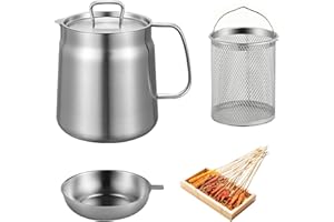 YUNLAISHAOCER 2 L Olla para Freír, Mini Freidora, Olla con Colador, Colador de Aceite Multifuncional de acero Inoxidable 304, Recipiente para Aceite con Colador para la Cocina
