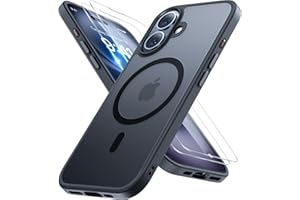 Miracase Magnetic for iPhone 16 Case [Compatible with MagSafe] [With 2X Screen Protectors] Military-Grade Protection, Anti-Fingerprint, Slim Phone Case for iPhone 16 6.1" - Black