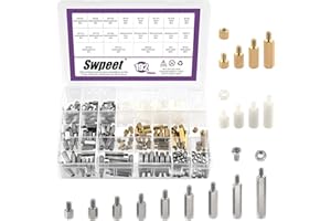 Swpeet Carbon Steel Standoff Male Female Metric Thread 192Pcs M4 21 Größen 3 Material Eisen vernickelt Messing oder Nylon Hex Abstandshalter Schraube Mutter Assortiment Kit, Abstandshalter