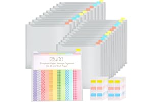 Caydo 24-Piece Scrapbook Paper Storage Organizer, 12 x 12 Inch with Sticky Index Tabs for Holding Paper, Cardstock, Vinyl, Photos