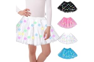GUBOOM Falda Tutú para Niñas con Luz LED, Tutu Mujer LED Luces de Colores, Tutú para Mujer 30 cm, Tutu Falda Mujer, Falda De Baile De Estrella De Lentejuelas, para Danza Fiesta, Halloween